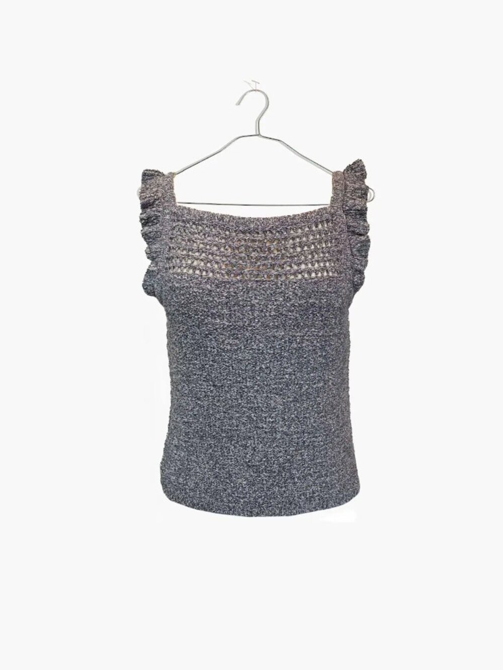 Madewell Ruffled Crochet Sweater Tank in Dark Nightfall